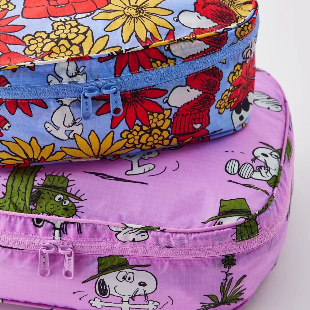 BAGGU x Peanuts NWT Baggu Packing Cube Set - Peanuts (Floral Snoopy, Pink Spike) - Picture 8 of 8